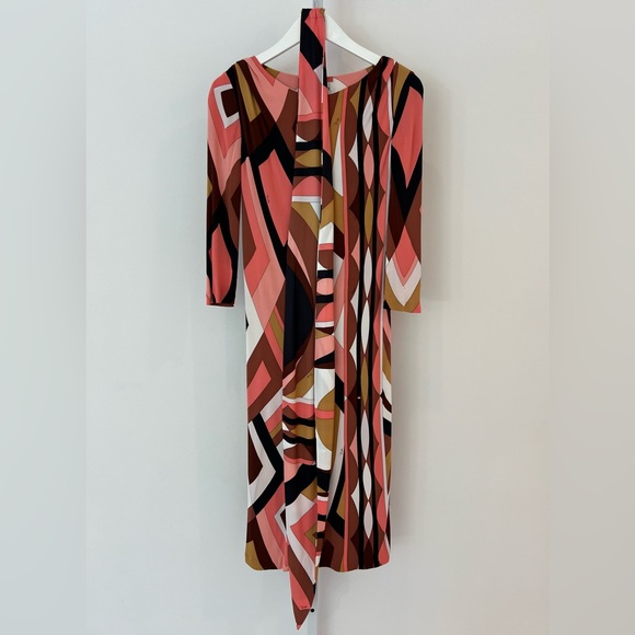 EMILIO PUCCI CORAL MULTI ICONIC PRINT MARILYN STYLE DRESS SIZE IT 40 / US 6 - Picture 4 of 17